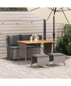 vidaXL 4-cz. zestaw mebli do ogrodu, poduszki, szary rattan PE Dārza mēbeļu komplekti