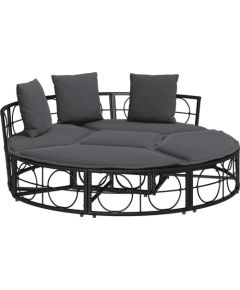 Vidaxl Leżanka zewnętrzna bez baldachimu, czarna, polirattanowa Шезлонги и пляжные стулья