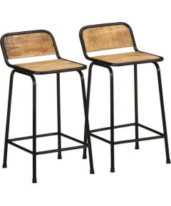 Vidaxl Hokery barowe 2 szt. 46x35,5x80 cm Drewno lite surowe mango Virtuves krēsli