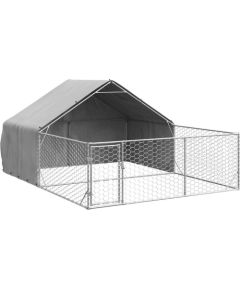 Vidaxl Zewnętrzna buda dla psa z wybiegiem 4x3x1,9 m Stal ocynkowana Guļvieta mājdzīvniekiem