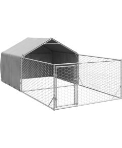 Vidaxl Zewnętrzna buda dla psa z wybiegiem 5x2x1,5 m Stal ocynkowana Guļvieta mājdzīvniekiem