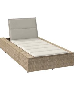 vidaXL Leżak z poduszką pływającą beżowy polirattan Шезлонги и пляжные стулья