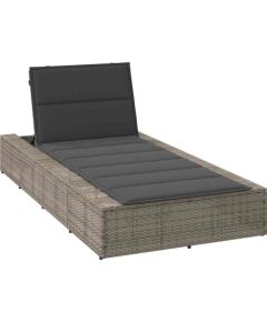 vidaXL Leżak z pływającą poduszką Szary polirattan Шезлонги и пляжные стулья