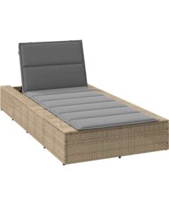 vidaXL Leżak z poduszką pływającą beżowy polirattan Шезлонги и пляжные стулья