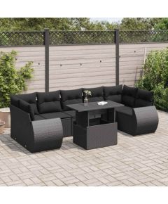vidaXL 8-cz. zestaw wypoczynkowy do ogrodu, z poduszkami, czarny Dārza mēbeļu komplekti