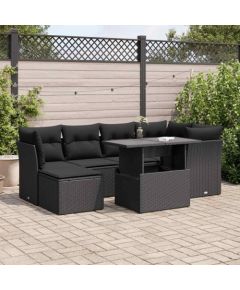 vidaXL 7-cz. zestaw wypoczynkowy do ogrodu, z poduszkami, czarny Dārza mēbeļu komplekti