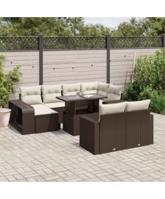 vidaXL vidaXL 11-cz. zestaw mebli ogrodowych z poduszkami, brązowy, rattan PE Dārza mēbeļu komplekti