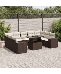 vidaXL vidaXL 10-cz. zestaw mebli ogrodowych z poduszkami, brązowy polirattan Dārza mēbeļu komplekti