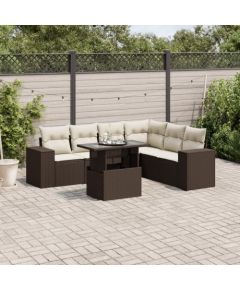 vidaXL vidaXL 7-cz. zestaw wypoczynkowy do ogrodu, z poduszkami, brązowy Dārza mēbeļu komplekti