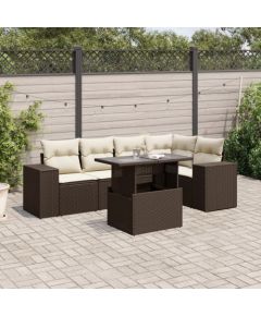 vidaXL vidaXL 6-cz. zestaw wypoczynkowy do ogrodu, z poduszkami, brązowy Dārza mēbeļu komplekti