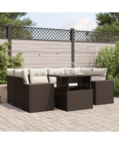 vidaXL vidaXL 7-cz. zestaw wypoczynkowy do ogrodu, z poduszkami, brązowy Dārza mēbeļu komplekti