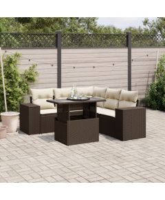 vidaXL vidaXL 6-cz. zestaw wypoczynkowy do ogrodu, z poduszkami, brązowy Dārza mēbeļu komplekti