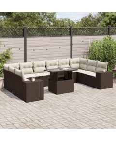 vidaXL vidaXL 11-cz. zestaw mebli ogrodowych z poduszkami, brązowy, rattan PE Dārza mēbeļu komplekti