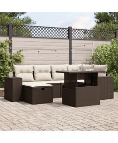 vidaXL vidaXL 7-cz. zestaw wypoczynkowy do ogrodu, z poduszkami, brązowy Dārza mēbeļu komplekti