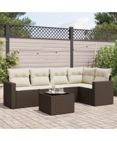 vidaXL vidaXL 6-cz. zestaw wypoczynkowy do ogrodu, z poduszkami, brązowy Dārza mēbeļu komplekti