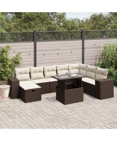 vidaXL vidaXL 9-cz. zestaw mebli ogrodowych z poduszkami, brązowy, polirattan Dārza mēbeļu komplekti