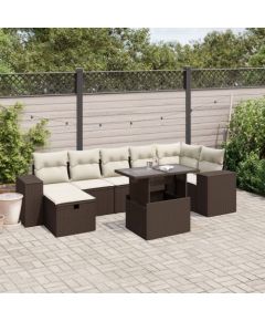 vidaXL vidaXL 8-cz. zestaw wypoczynkowy do ogrodu, z poduszkami, brązowy Dārza mēbeļu komplekti