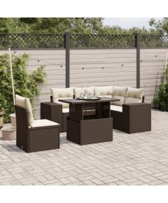 vidaXL vidaXL 6-cz. zestaw wypoczynkowy do ogrodu, z poduszkami, brązowy Dārza mēbeļu komplekti