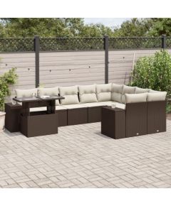 vidaXL vidaXL 10-cz. zestaw mebli ogrodowych z poduszkami, brązowy polirattan Dārza mēbeļu komplekti