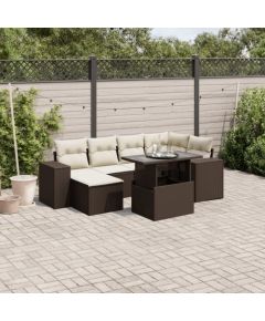 vidaXL vidaXL 7-cz. zestaw wypoczynkowy do ogrodu, z poduszkami, brązowy Dārza mēbeļu komplekti