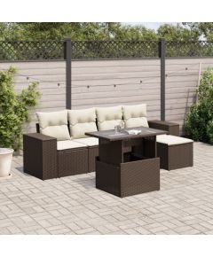 vidaXL vidaXL 6-cz. zestaw wypoczynkowy do ogrodu, z poduszkami, brązowy Dārza mēbeļu komplekti