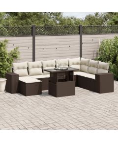 vidaXL vidaXL 9-cz. zestaw mebli ogrodowych z poduszkami, brązowy, polirattan Dārza mēbeļu komplekti