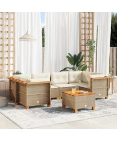 vidaXL 7-cz. zestaw wypoczynkowy do ogrodu, z poduszkami, beżowy Dārza mēbeļu komplekti