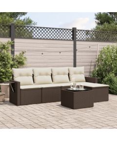 vidaXL 6-cz. zestaw wypoczynkowy do ogrodu, z poduszkami, brązowy Dārza mēbeļu komplekti