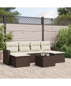 vidaXL 7-cz. zestaw wypoczynkowy do ogrodu, z poduszkami, brązowy Dārza mēbeļu komplekti