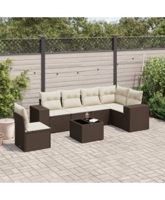 vidaXL 7-cz. zestaw wypoczynkowy do ogrodu, z poduszkami, brązowy Dārza mēbeļu komplekti