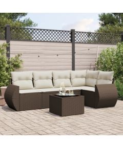 vidaXL 6-cz. zestaw wypoczynkowy do ogrodu, z poduszkami, brązowy Dārza mēbeļu komplekti