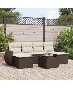 vidaXL 7-cz. zestaw wypoczynkowy do ogrodu, z poduszkami, brązowy Dārza mēbeļu komplekti