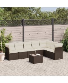 vidaXL 8-cz. zestaw wypoczynkowy do ogrodu, z poduszkami, brązowy Dārza mēbeļu komplekti