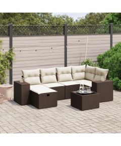 vidaXL 7-cz. zestaw wypoczynkowy do ogrodu, z poduszkami, brązowy Dārza mēbeļu komplekti