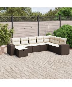 vidaXL 8-cz. zestaw wypoczynkowy do ogrodu, z poduszkami, brązowy Dārza mēbeļu komplekti