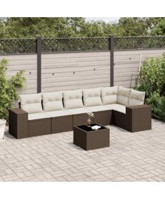 vidaXL 7-cz. zestaw wypoczynkowy do ogrodu, z poduszkami, brązowy Dārza mēbeļu komplekti