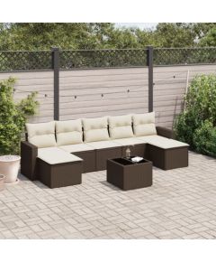 vidaXL 8-cz. zestaw wypoczynkowy do ogrodu, z poduszkami, brązowy Dārza mēbeļu komplekti