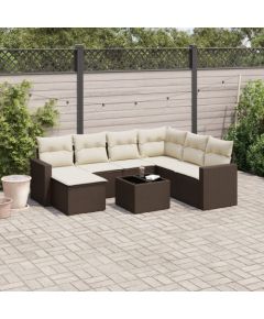 vidaXL 8-cz. zestaw wypoczynkowy do ogrodu, z poduszkami, brązowy Dārza mēbeļu komplekti