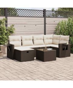 vidaXL 7-cz. zestaw wypoczynkowy do ogrodu, z poduszkami, brązowy Dārza mēbeļu komplekti