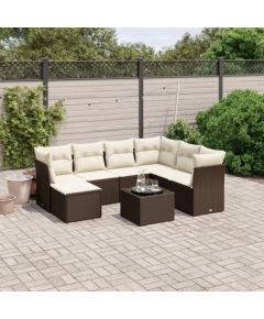 vidaXL 8-cz. zestaw wypoczynkowy do ogrodu, z poduszkami, brązowy Dārza mēbeļu komplekti