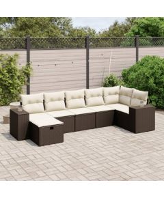 vidaXL 7-cz. zestaw wypoczynkowy do ogrodu, z poduszkami, brązowy Dārza mēbeļu komplekti