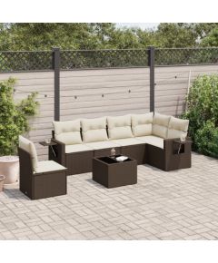 vidaXL 7-cz. zestaw wypoczynkowy do ogrodu, z poduszkami, brązowy Dārza mēbeļu komplekti