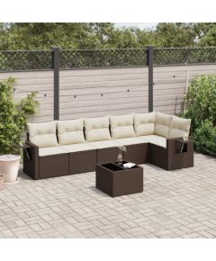 vidaXL 7-cz. zestaw wypoczynkowy do ogrodu, z poduszkami, brązowy Dārza mēbeļu komplekti