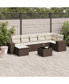 vidaXL 8-cz. zestaw wypoczynkowy do ogrodu, z poduszkami, brązowy Dārza mēbeļu komplekti