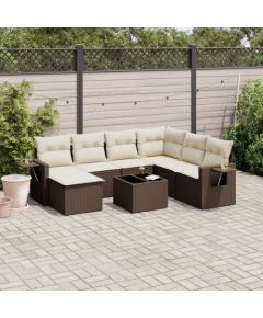 vidaXL 8-cz. zestaw wypoczynkowy do ogrodu, z poduszkami, brązowy Dārza mēbeļu komplekti