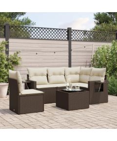 vidaXL 6-cz. zestaw wypoczynkowy do ogrodu, z poduszkami, brązowy Dārza mēbeļu komplekti