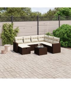 vidaXL 8-cz. zestaw wypoczynkowy do ogrodu, z poduszkami, brązowy Dārza mēbeļu komplekti