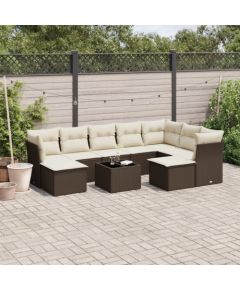 vidaXL 10-cz. zestaw mebli ogrodowych z poduszkami, brązowy polirattan Dārza mēbeļu komplekti