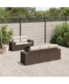 vidaXL 6-cz. zestaw wypoczynkowy do ogrodu, z poduszkami, brązowy Dārza mēbeļu komplekti