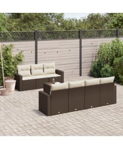 vidaXL 8-cz. zestaw wypoczynkowy do ogrodu, z poduszkami, brązowy Dārza mēbeļu komplekti